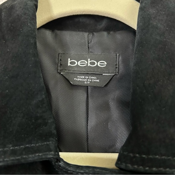 Bebe Black Suede Fringe Moto Western Vest Size Small Asymmetric Zip Bike Week - Picture 2 of 13